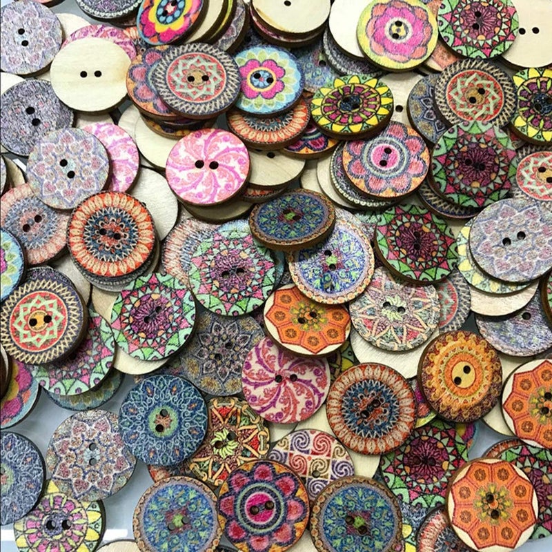 Haawooky 200 PCS Wood Buttons, Vintage Wood Buttons with 2 Holes for DIY Sewing Craft Decorative - Image 4